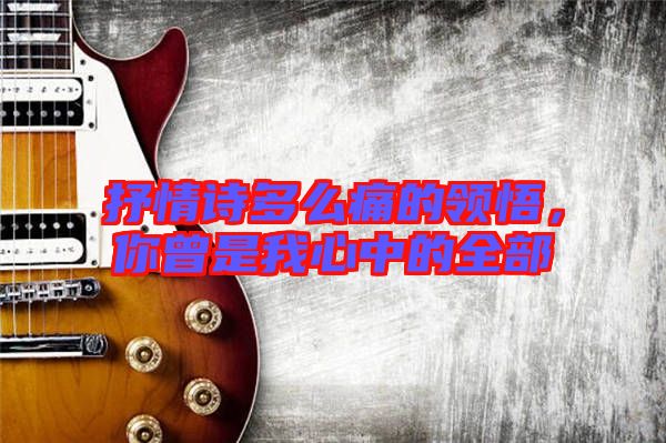 抒情詩多么痛的領悟,你曾是我心中的全部