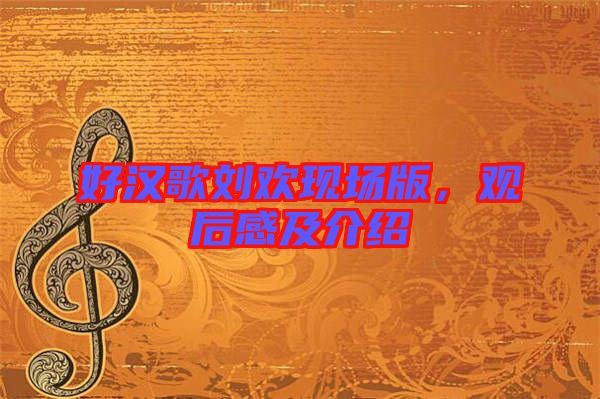 好漢歌劉歡現場版，觀后感及介紹