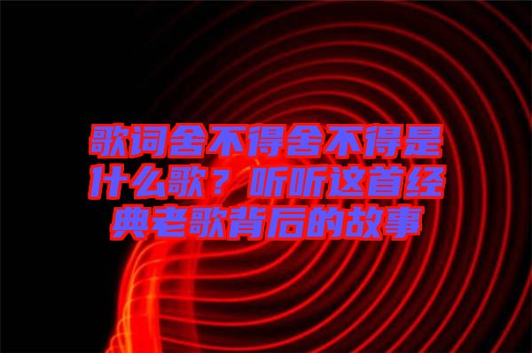 歌詞舍不得舍不得是什么歌?聽聽這首經(jīng)典老歌背后的故事