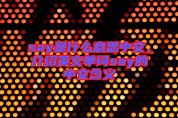 say是什么意思中文,介紹英文單詞say的中文含義