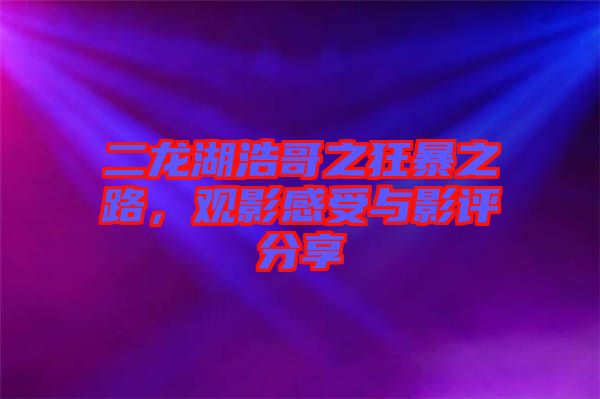 二龍湖浩哥之狂暴之路,觀影感受與影評分享