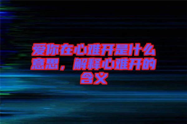 愛你在心難開是什么意思,解釋心難開的含義