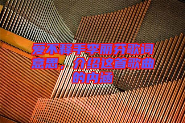 愛不釋手李麗芬歌詞意思,介紹這首歌曲的內(nèi)涵