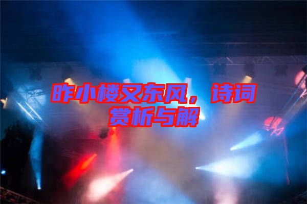 昨小樓又東風(fēng),詩(shī)詞賞析與解
