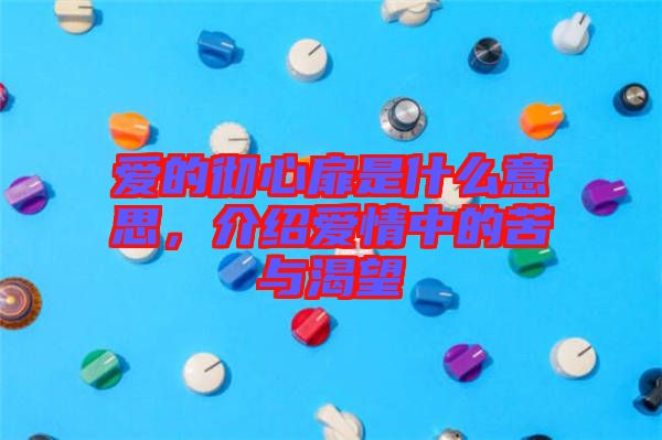 愛的徹心扉是什么意思,介紹愛情中的苦與渴望