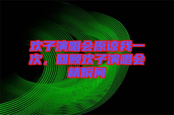 歡子演唱會原諒我一次,回顧歡子演唱會精瞬間