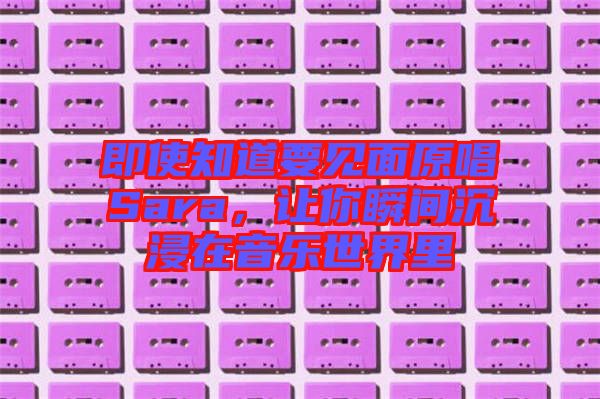 即使知道要見面原唱Sara,讓你瞬間沉浸在音樂世界里