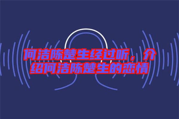 何潔陳楚生經過聽,介紹何潔陳楚生的戀情