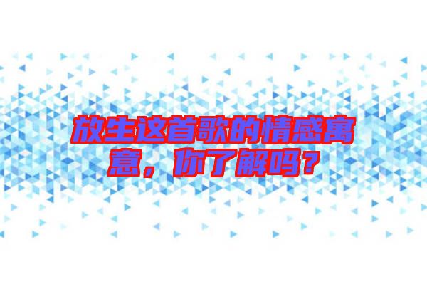 放生這首歌的情感寓意,你了解嗎?