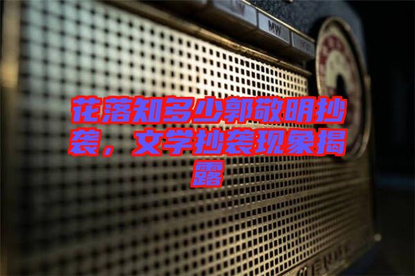 花落知多少郭敬明抄襲，文學抄襲現(xiàn)象揭露