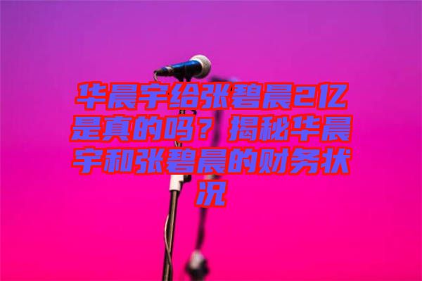 華晨宇給張碧晨2億是真的嗎?揭秘華晨宇和張碧晨的財務狀況