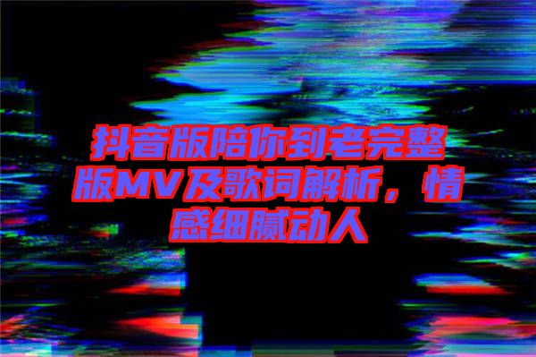 抖音版陪你到老完整版MV及歌詞解析,情感細膩動人
