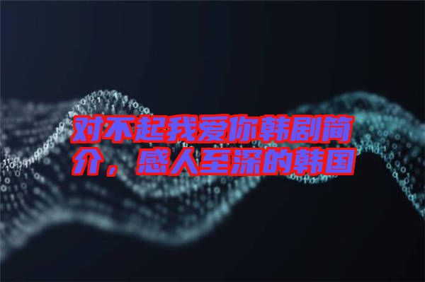 對不起我愛你韓劇簡介,感人至深的韓國