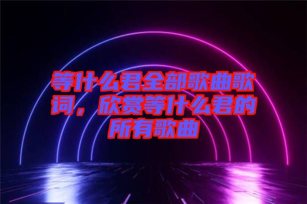 等什么君全部歌曲歌詞,欣賞等什么君的所有歌曲