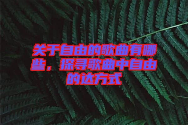 關(guān)于自由的歌曲有哪些,探尋歌曲中自由的達(dá)方式