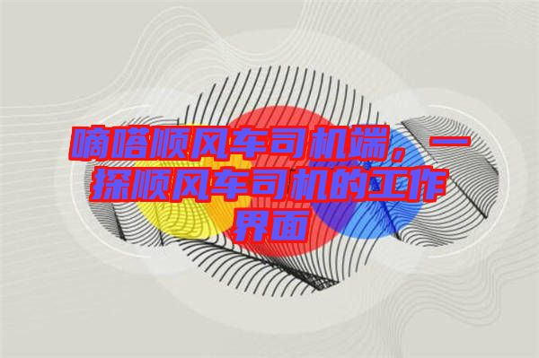 嘀嗒順風車司機端,一探順風車司機的工作界面