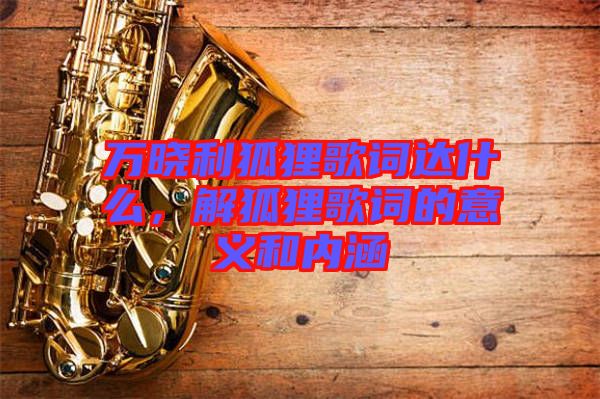 萬曉利狐貍歌詞達什么，解狐貍歌詞的意義和內涵