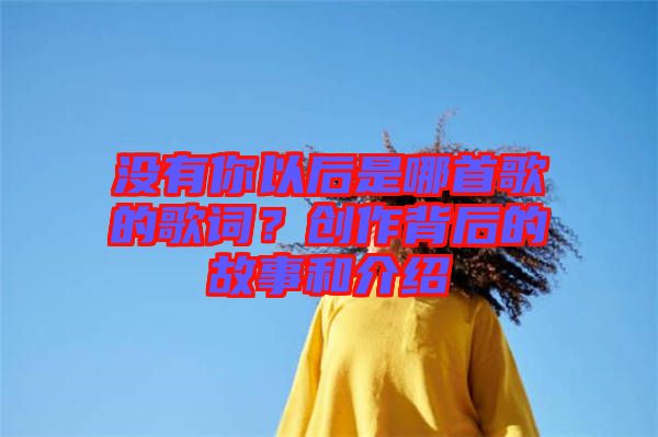 沒有你以后是哪首歌的歌詞?創(chuàng)作背后的故事和介紹
