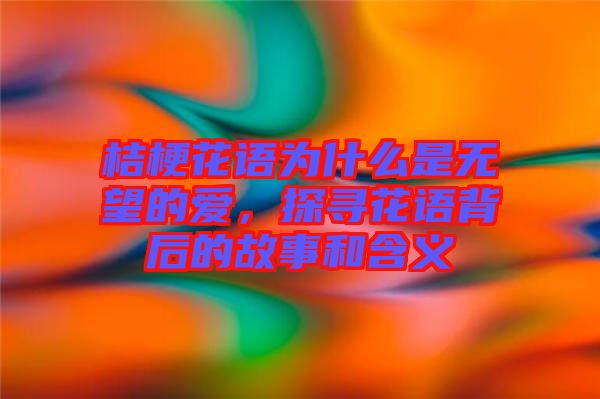 桔梗花語為什么是無望的愛,探尋花語背后的故事和含義
