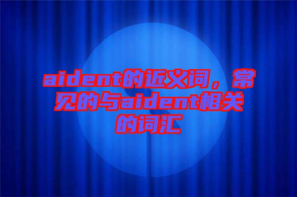 aident的近義詞,常見的與aident相關(guān)的詞匯