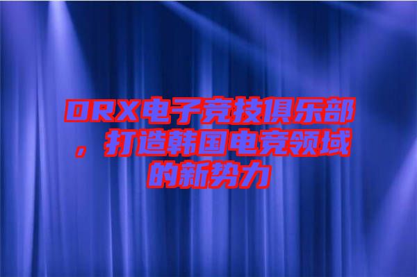 DRX電子競(jìng)技俱樂(lè)部,打造韓國(guó)電競(jìng)領(lǐng)域的新勢(shì)力