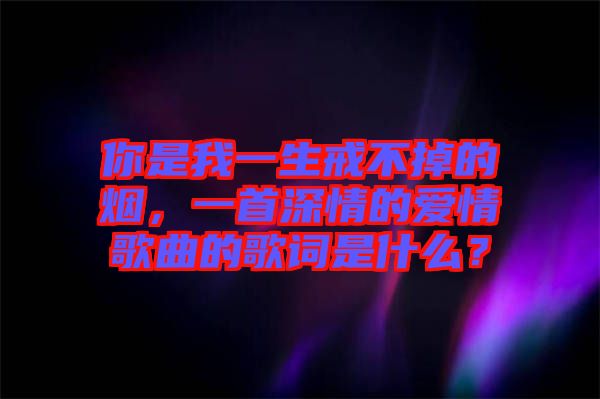 你是我一生戒不掉的煙，一首深情的愛(ài)情歌曲的歌詞是什么？