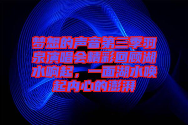 夢(mèng)想的聲音第三季羽泉演唱會(huì)精彩回顧湖水響起，一面湖水喚起內(nèi)心的澎湃