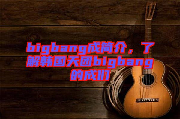 bigbang成簡介,了解韓國天團(tuán)bigbang的成們