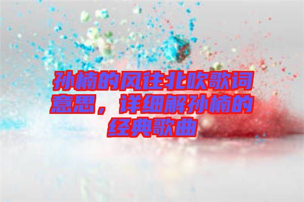 孫楠的風往北吹歌詞意思,詳細解孫楠的經典歌曲