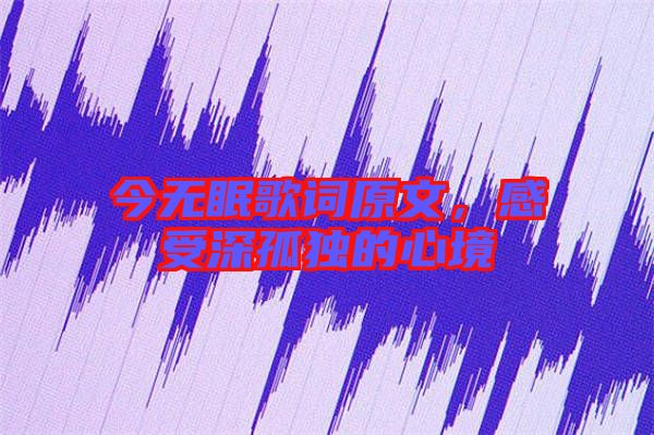 今無眠歌詞原文,感受深孤獨的心境