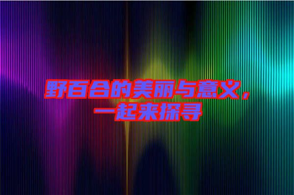 野百合的美麗與意義,一起來探尋