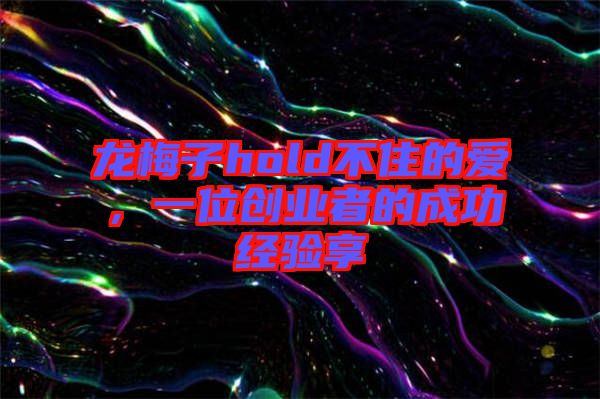 龍梅子hold不住的愛,一位創(chuàng)業(yè)者的成功經(jīng)驗(yàn)享