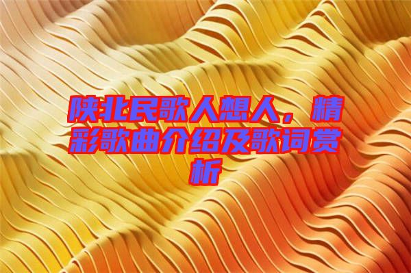 陜北民歌人想人,精彩歌曲介紹及歌詞賞析