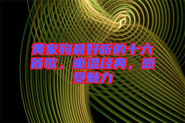 黃家駒最好聽的十六首歌,重溫經典,感受魅力