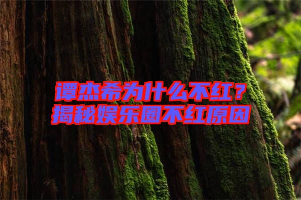 譚杰希為什么不紅?揭秘娛樂圈不紅原因