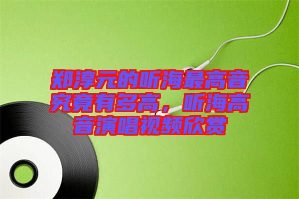 鄭淳元的聽海最高音究竟有多高,聽海高音演唱視頻欣賞