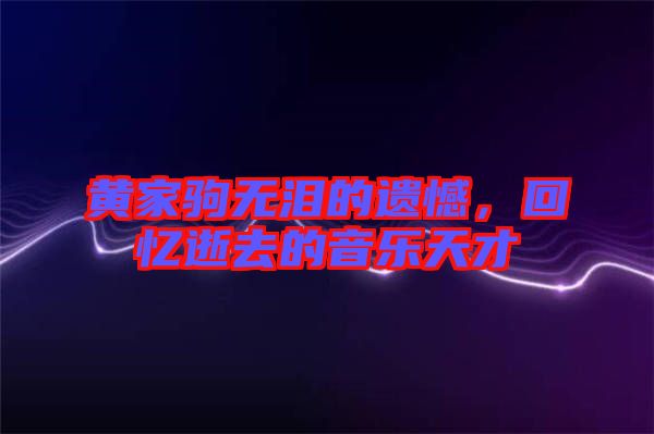 黃家駒無淚的遺憾,回憶逝去的音樂天才