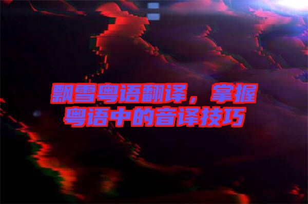 飄雪粵語翻譯,掌握粵語中的音譯技巧