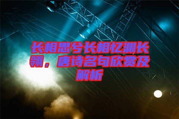 長相思兮長相憶淵長翎，唐詩名句欣賞及解析