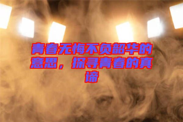 青春無悔不負韶華的意思,探尋青春的真諦
