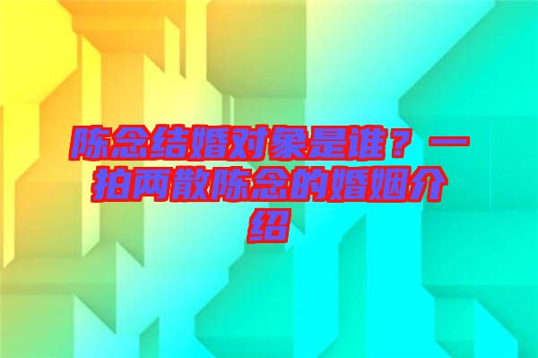 陳念結婚對象是誰?一拍兩散陳念的婚姻介紹