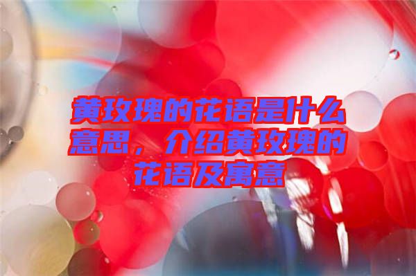 黃玫瑰的花語(yǔ)是什么意思,介紹黃玫瑰的花語(yǔ)及寓意