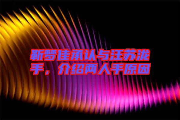 靳夢佳承認與汪蘇瀧手，介紹兩人手原因