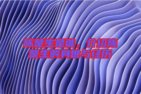 陳楚生是誰,介紹陳楚生的身世與經歷