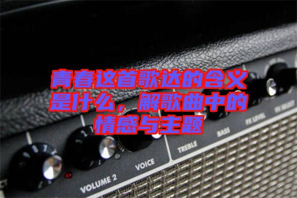 青春這首歌達的含義是什么,解歌曲中的情感與主題